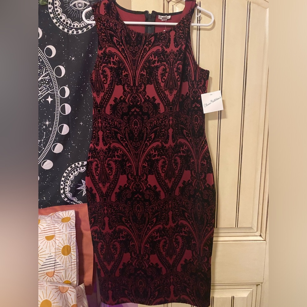 Olivia Mathews Red And Blackk Lace Dress Size Large